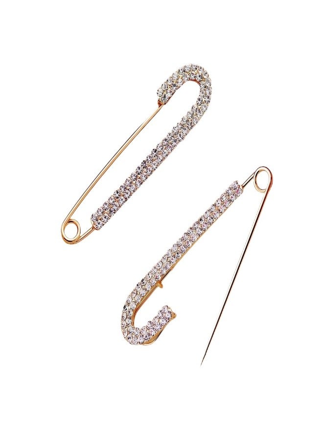 RyanDesign 2-Pack Sparkling Rhinestone Large Safety Pin Brooch for Women - Multi-Functional Elegant Blouse Clip, Sweater Shawl Pin, Waist Clip for Jeans & Dresses, Fashion Jewelry Gift（ Rose Gold） - Image 1